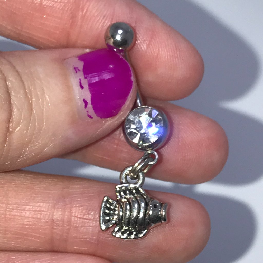 Striped Fish Design Dangle Belly Ring 11$